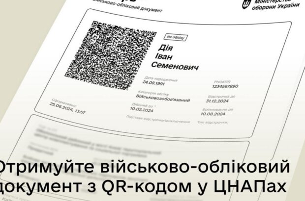 ЦНАП розпочне видачу військових документів з QR-кодом: що потрібно знати