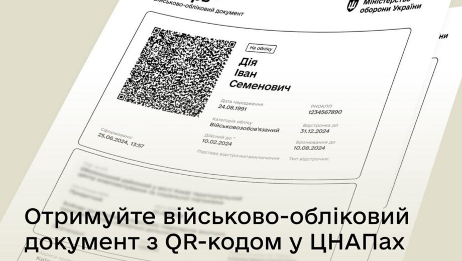 ЦНАП розпочне видачу військових документів з QR-кодом: що потрібно знати