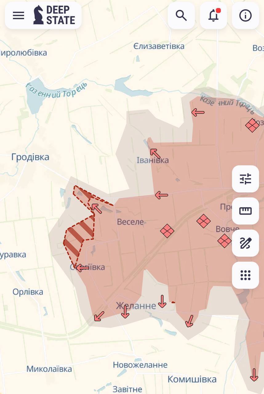 Аналітики DeepState повідомили про просування росіян у двох населених пунктах Донецької області