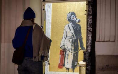 Граффити Бэнкси, которое пытались украсть в Гостомеле, теперь выставлено в Лавре