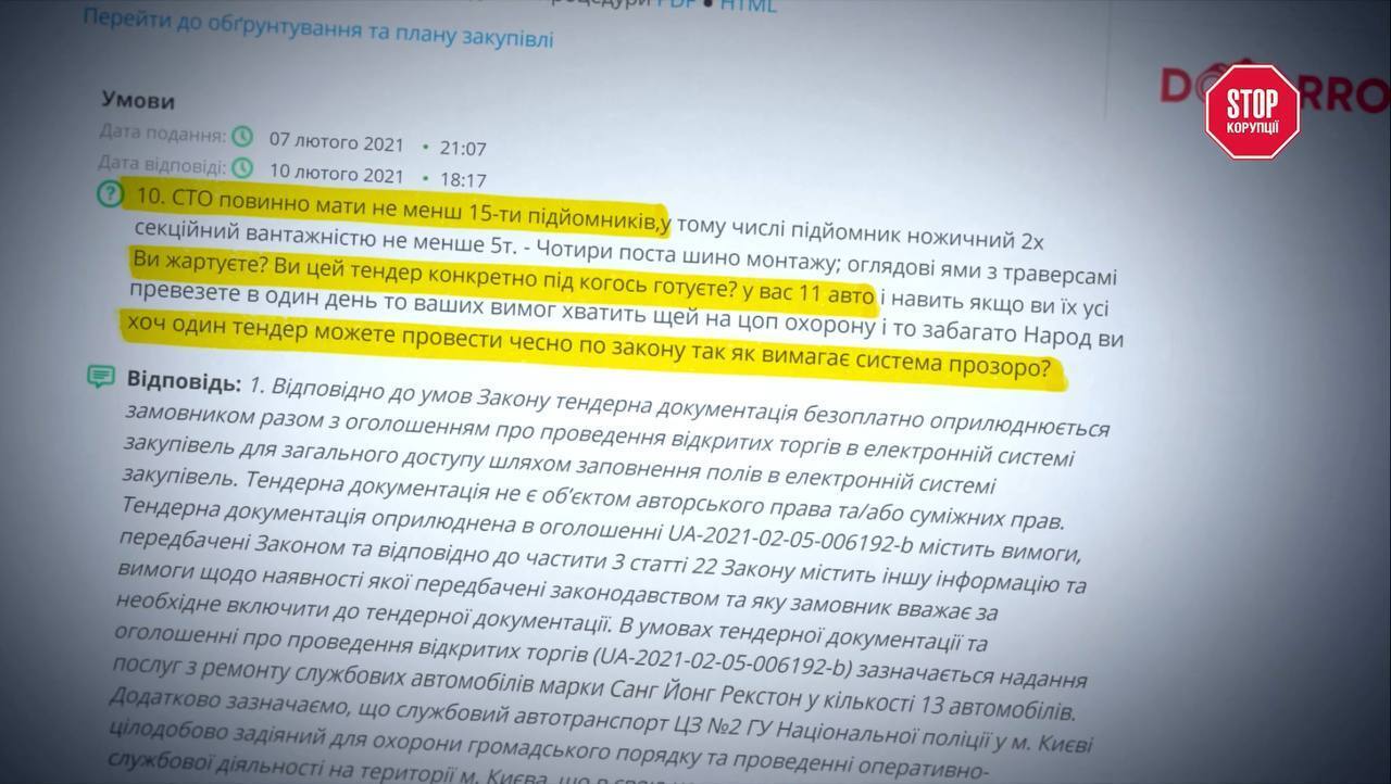 Жалобы под тендерами полиции на дискриминационные требования в пользу СТО