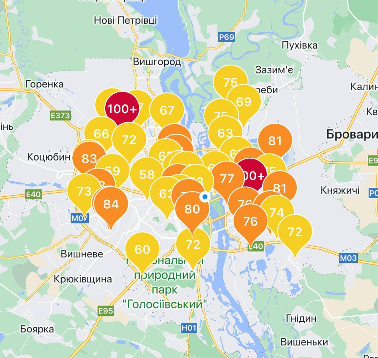 Рівень забруднення в Києві