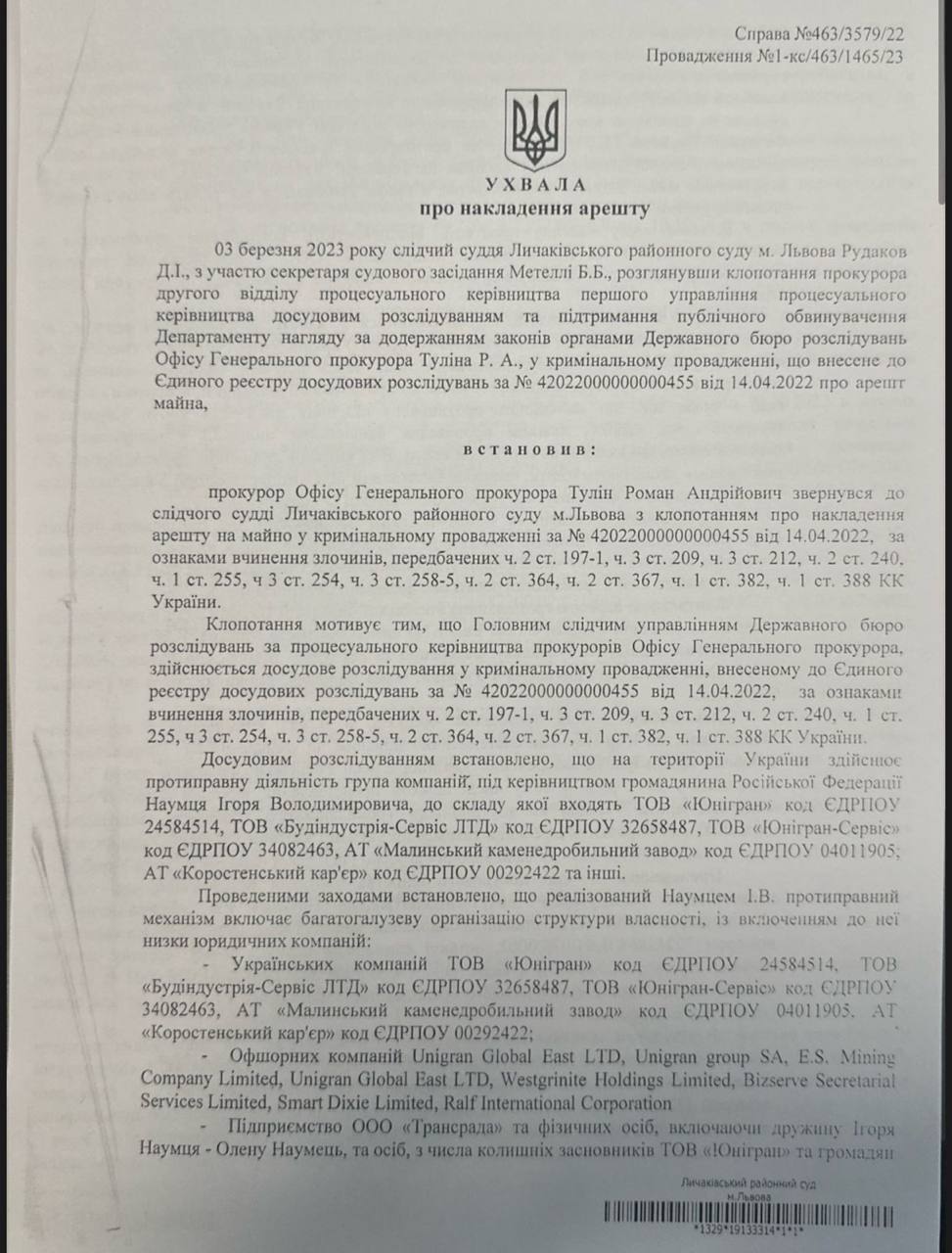 Скриншот Положения о наложении ареста