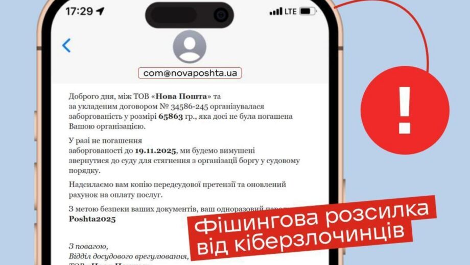 Шахраї маскуються під ”Нову пошту”: масова розсилка фейкових боргів