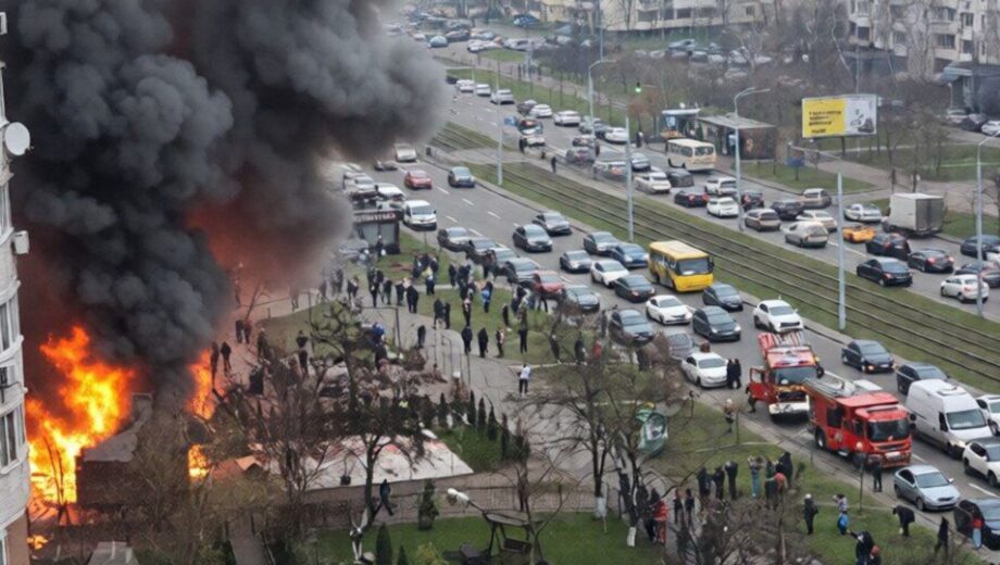 Огонь в Киеве: пожар на улице Ахматовой