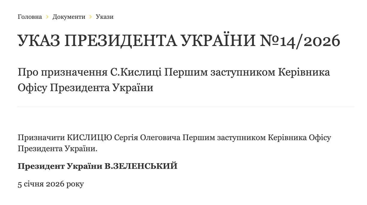 Зеленський призначив Кислицю та Фріланд: нові ключові кадри в ОП і економіці