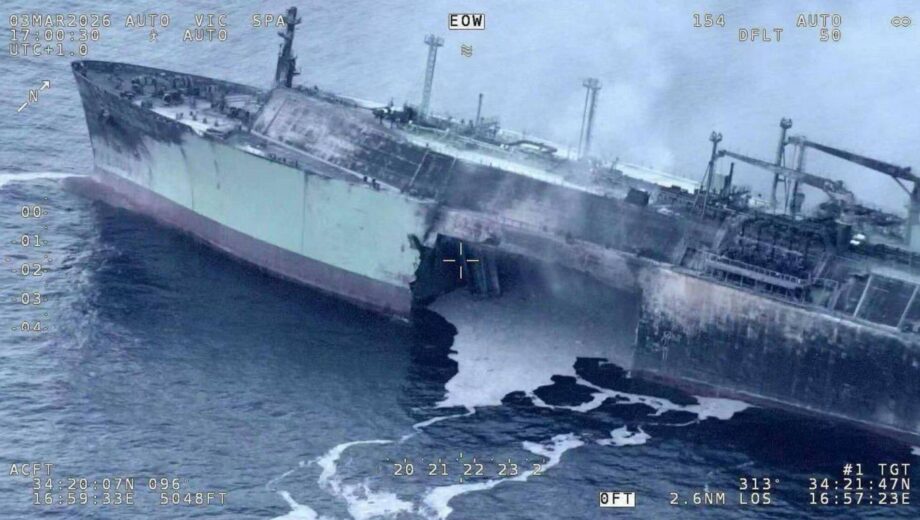Появились снимки российского СПГ-суда, вспыхнувшего у Мальты