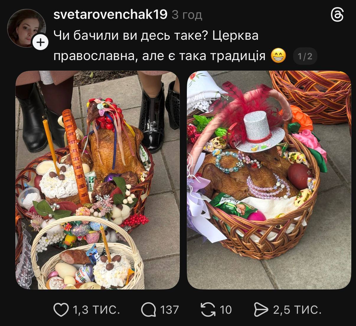 Коты, пиво и учебники: что украинцы несли в пасхальные корзины в 2026 году
