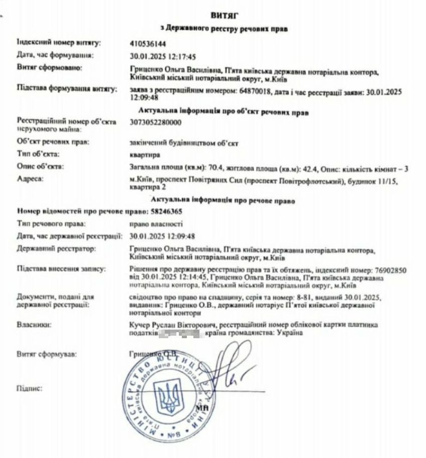 Нотаріус Гриценко переоформила майно на Кучера