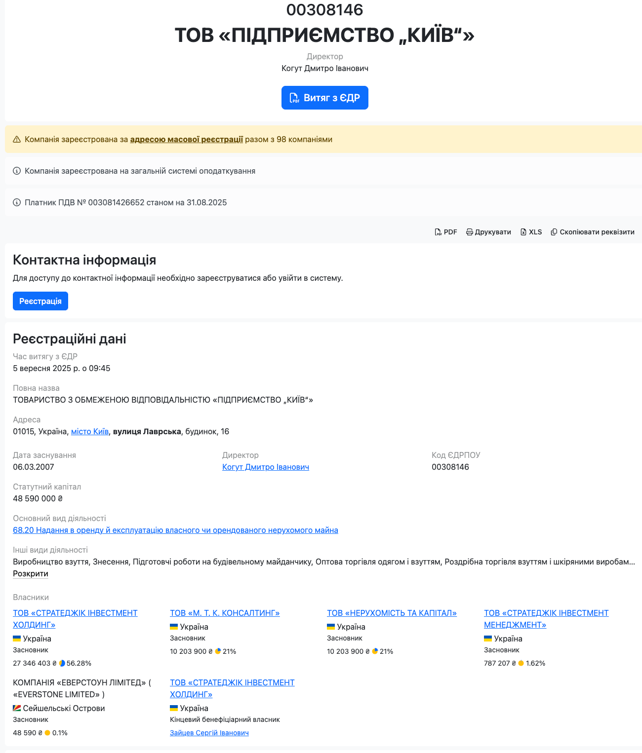 Приміщення належать ТОВ ''Підприємство ''Київ''