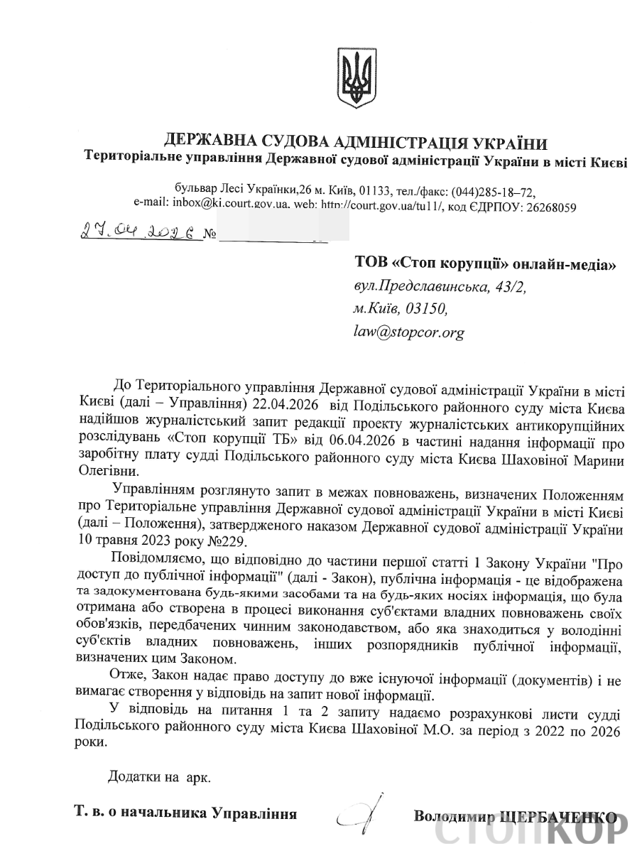 Ответ Государственной судебной администрации