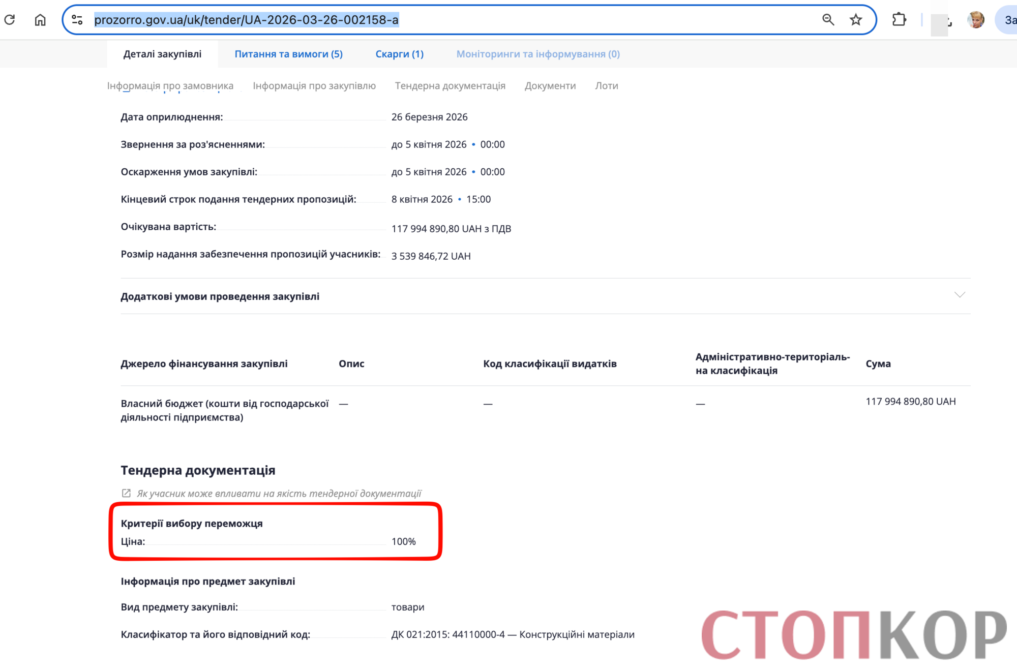 Критерии отбора победителя