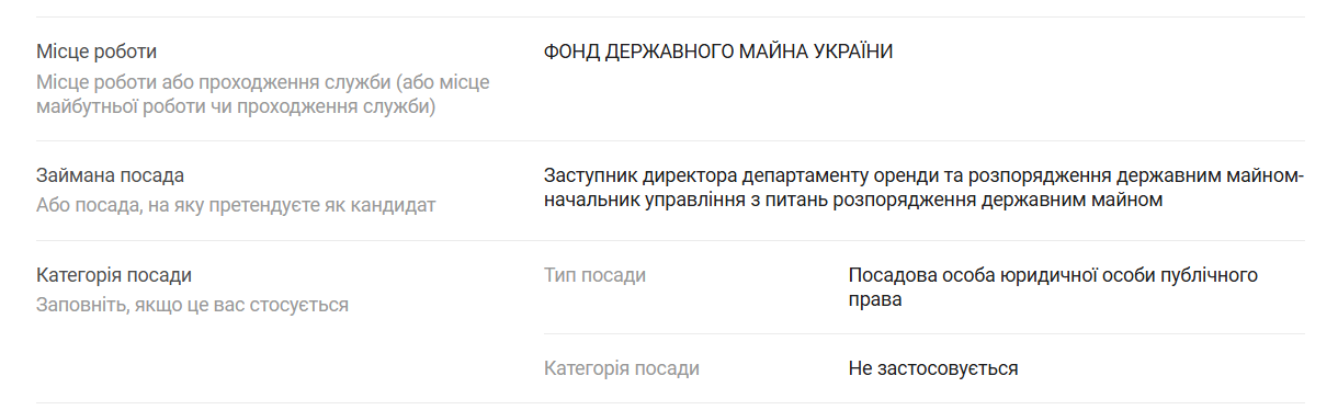 Скриншот декларації