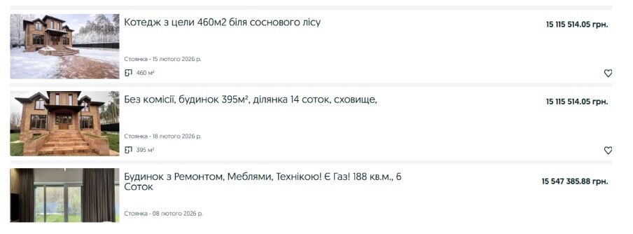 Примерная стоимость коттеджей похожей квадратуры в Стоянке.