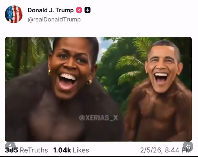 Команда Трампа виклала відео, де показує Обаму мавпою, а потім видалила
