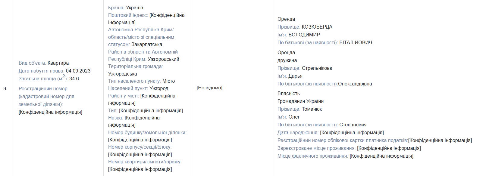 Скриншот декларации