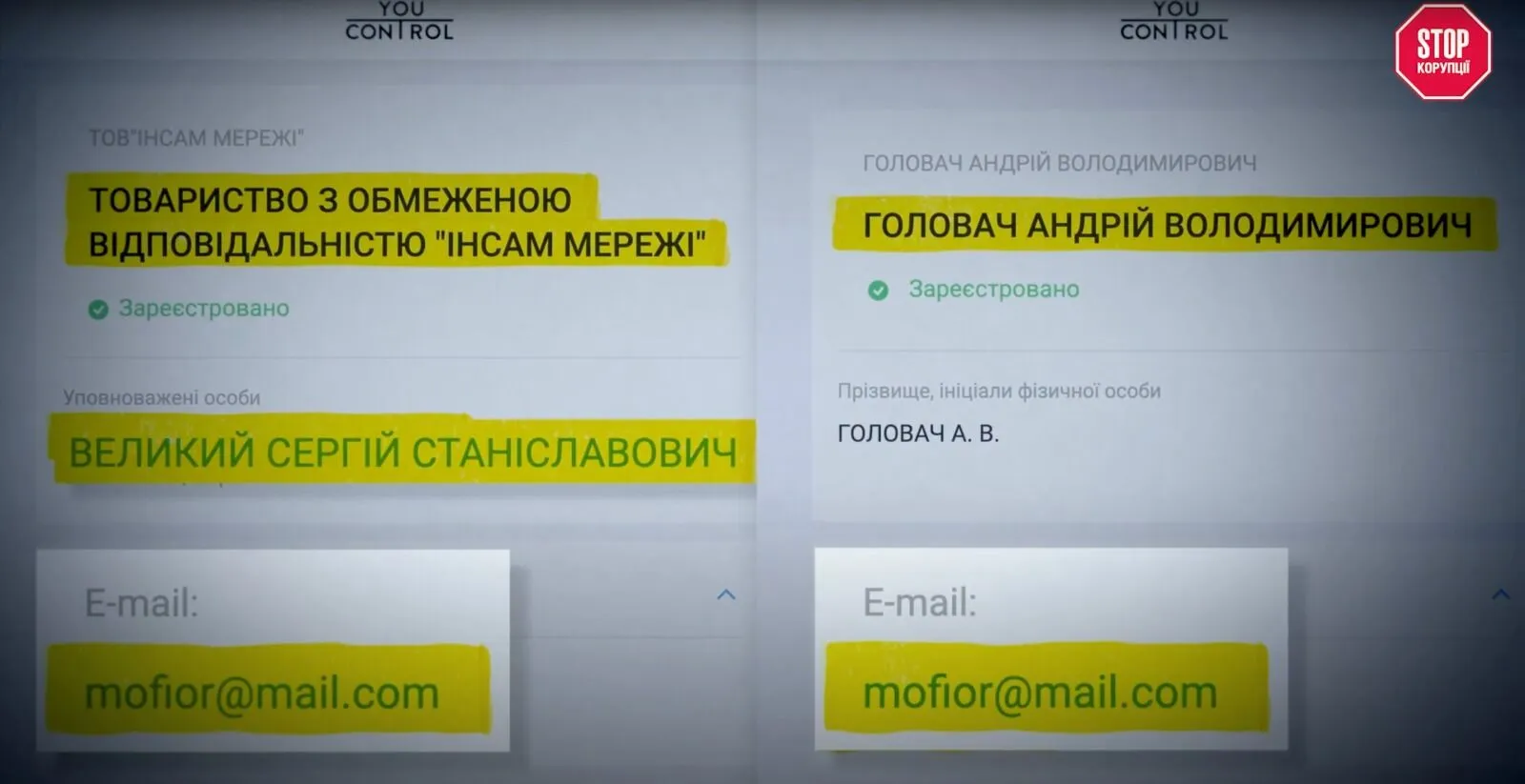 Головач і Великий ймовірно пов'язані через ТОВ ''Інсам Мережі''