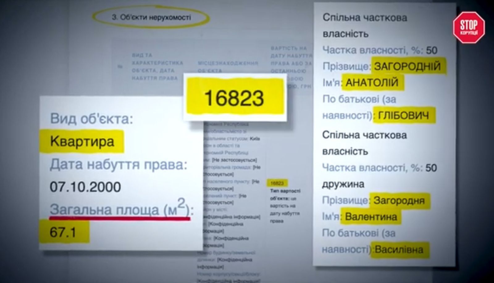 Дані офіційної декларації Загороднього