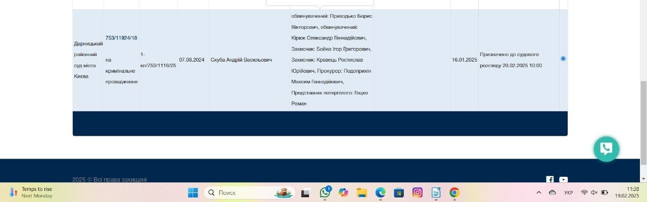 Засідання у справі Приходька відбулось 20 лютого о 10:00