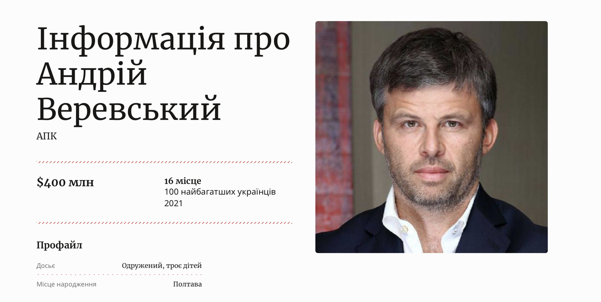 Один из крупнейших аграриев Украины – Андрея Веревский