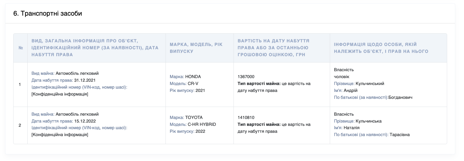 Декларация Натальи Кульчинской
