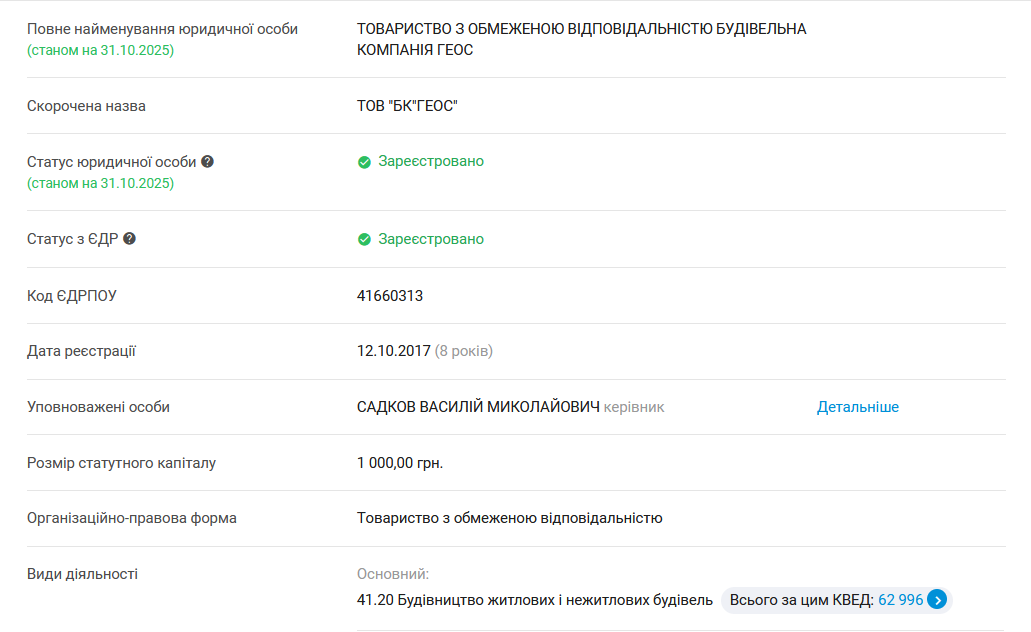 ТОВ ''Будівельна компанія ''Геос''