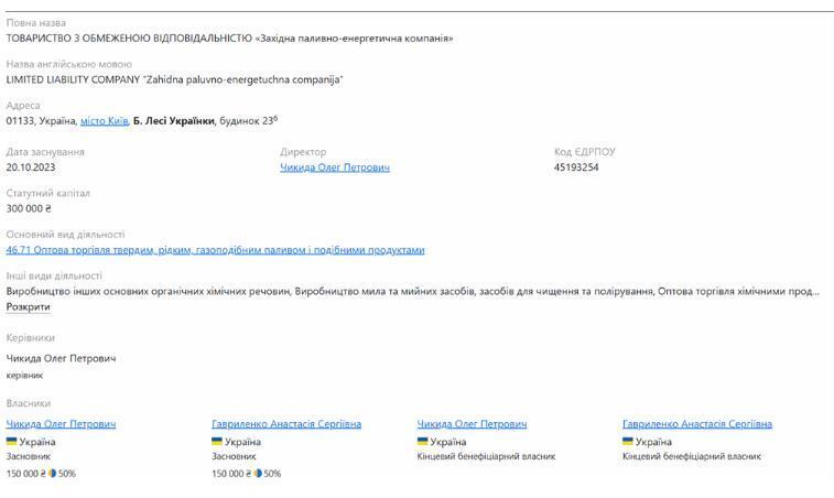 ТОВ ''Західна паливно-енергетична компанія'' на Опендатабот