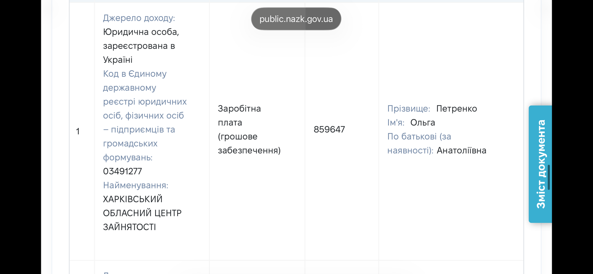Декларація Ольги Петренко