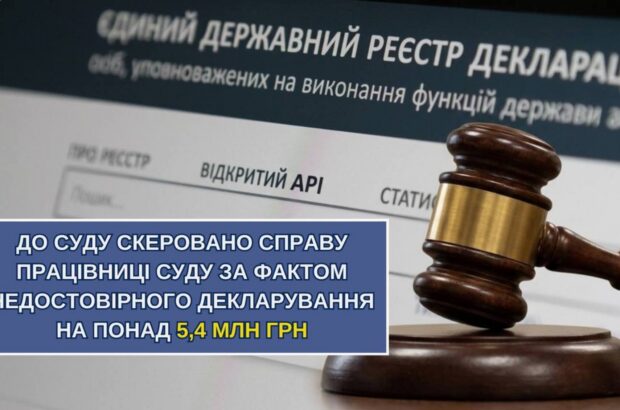 На Черкащині судитимуть працівницю суду за недостовірне декларування на 5,4 млн грн