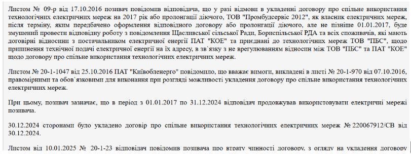 Данні про листи ДТЕКу