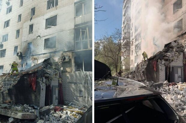Удар россии по Чернигову: дрон попал в многоэтажку, 14 человек ранены