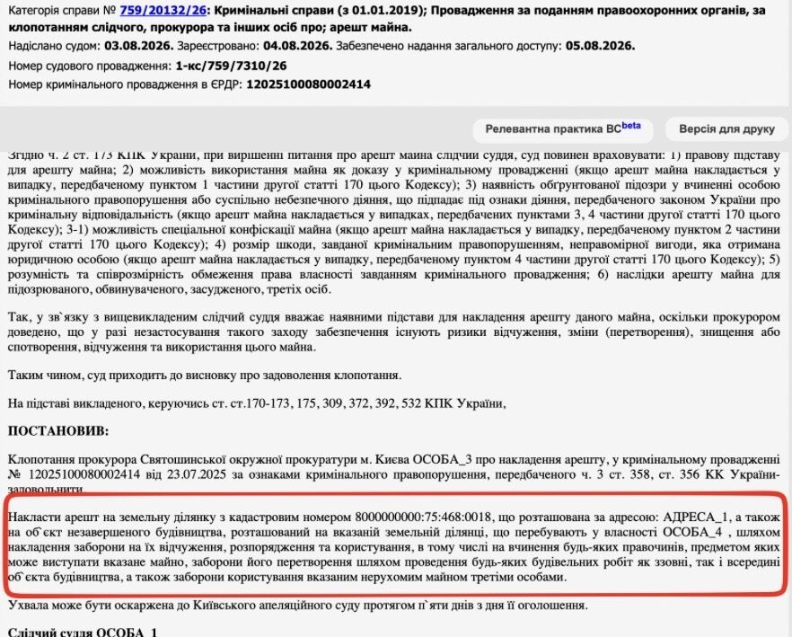 Фрагмент ухвали суду