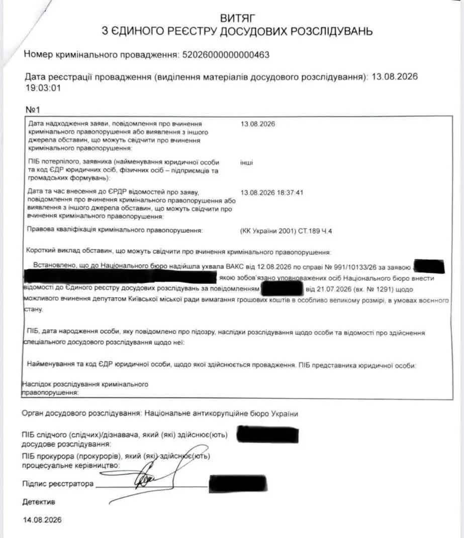 НАБУ перевіряє Олександра Шовковського через $250 тисяч та доходи від реклами Betking