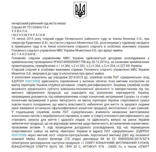 Судове рішення по ПрАТ ''Південна винокурня''