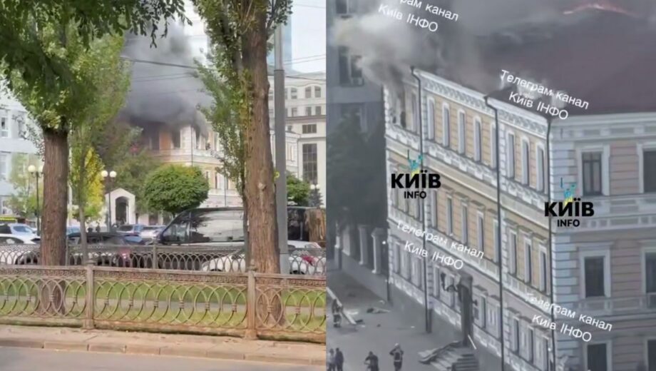 В Киеве после вражеского удара горит здание НАН Украины: люди не могут выбраться