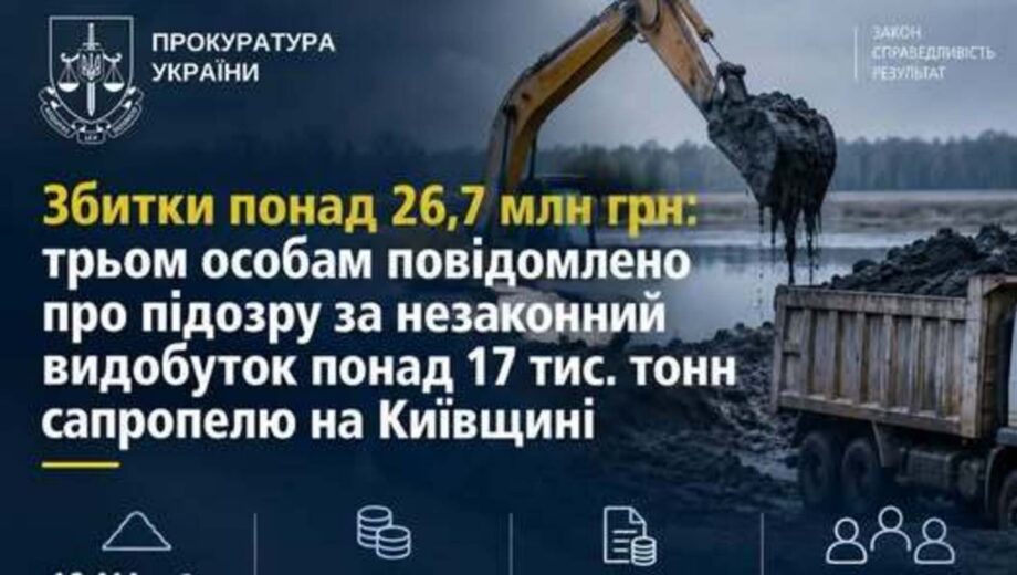 26,7 млн грн збитків державі: на Київщині викрили незаконний видобуток сапропелю