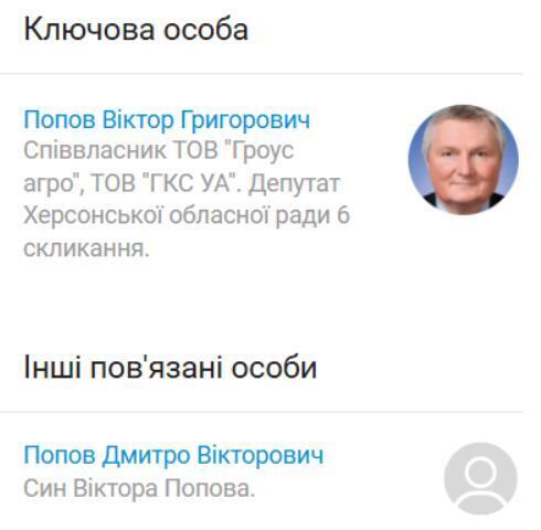 Профіль Віктора Попова на YouControl