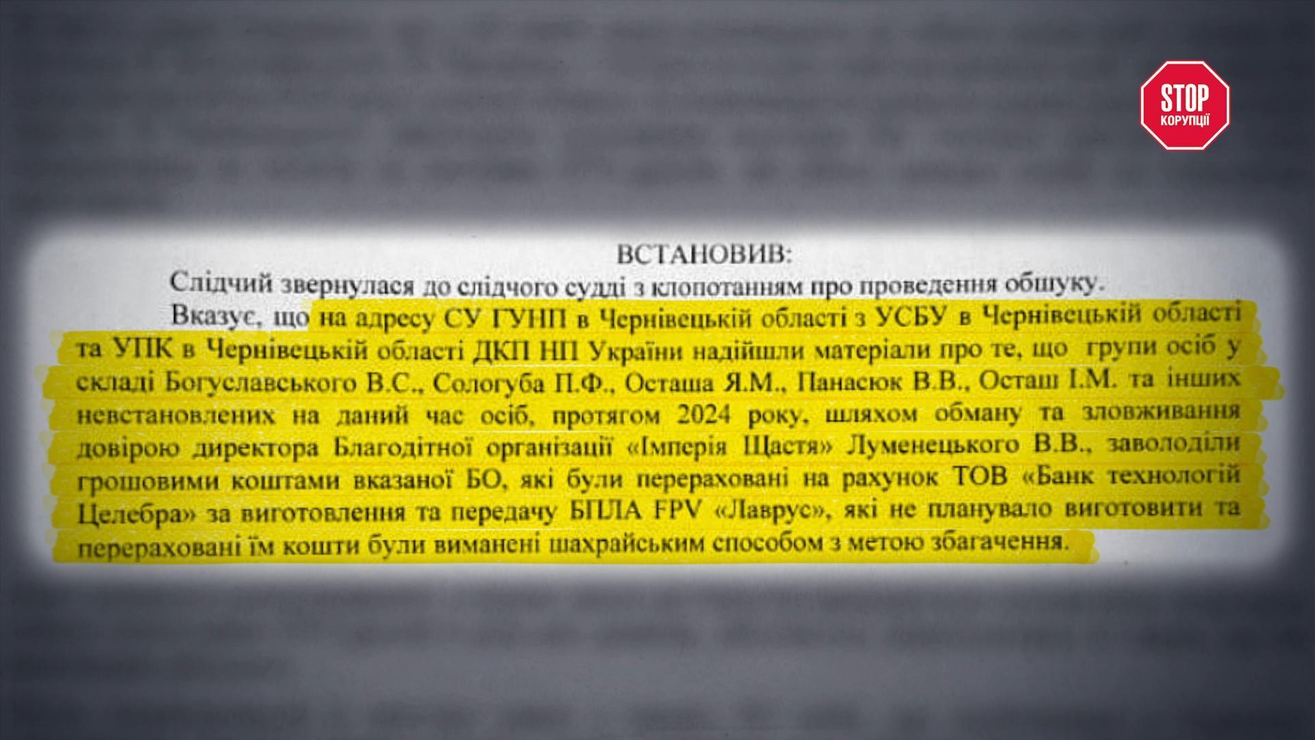 Заява про шахрайство щодо БФ ''Імперія Щастя'', яка стала підставою для обшуків у справі ''Целебри''