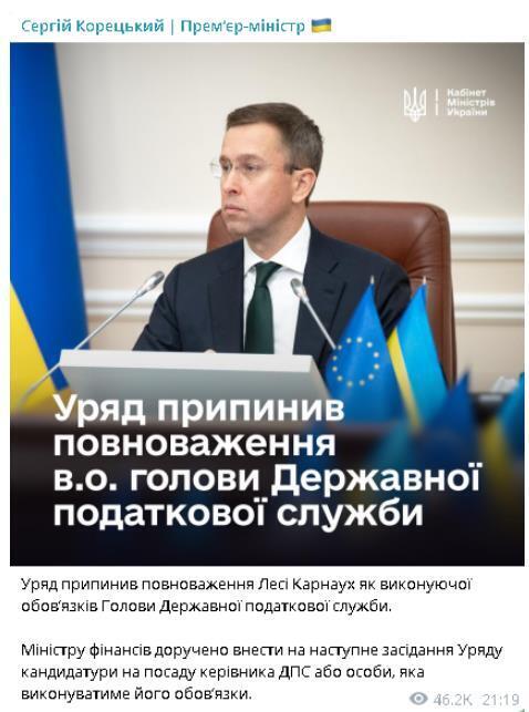 Пост премьер-министра Украины Сергея Корецкого
