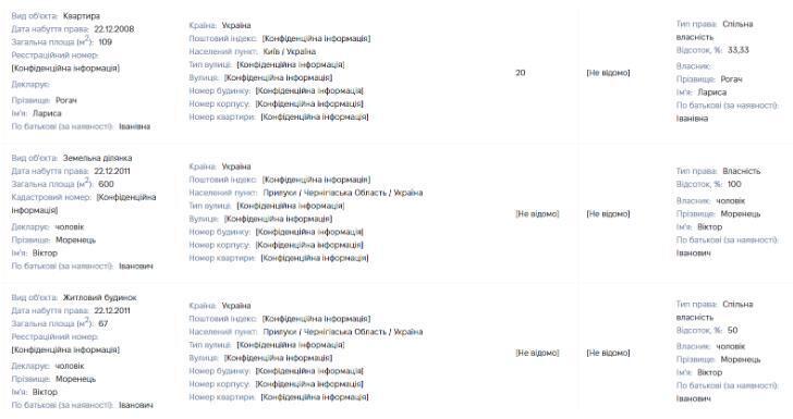 Имущество Ларисы Рогач в декларации за 2015 год